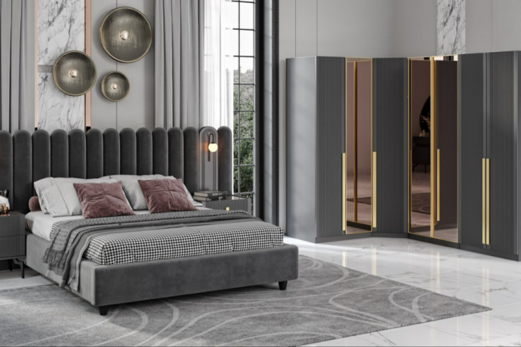 Çatalca Köşe Antrasit Yatak Odası Takımı %100 MDF